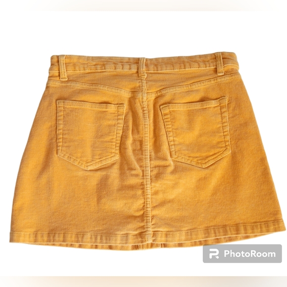 No Boundaries Pumpkin Corduroy Button-Front Mini Skirt - Picture 2 of 9
